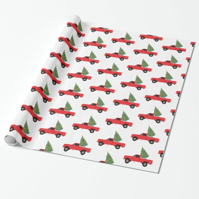 Papel De Regalo Árbol de Navidad de Camión de Cobertura (Desenrollado)