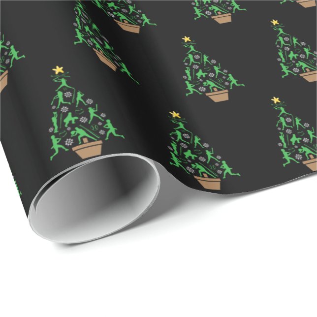 Papel De Regalo Árbol de Navidad de Chicas femeninas en softball (Esquina del rollo)