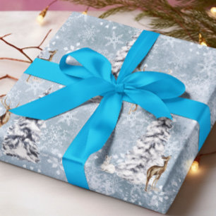 Papel De Regalo Árbol de Navidad de Ciervo de Invierno en el Bosqu