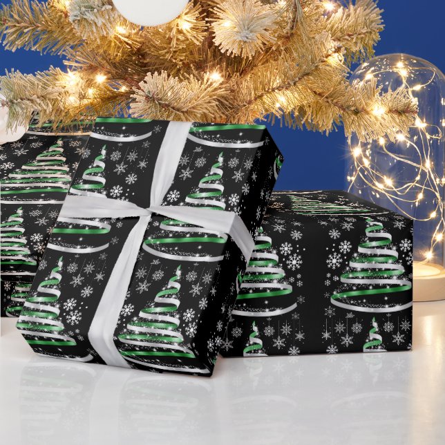 Papel De Regalo Árbol de Navidad de Cinta Verde Plata de Snack Bla (Vacaciones)