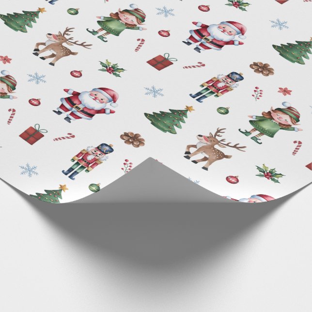 Papel De Regalo Árbol de navidad de Feliz Santa Reindee Nutcracker (Esquina)