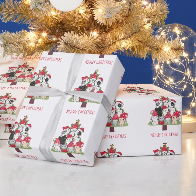 Papel De Regalo Árbol de Navidad de gatos divertidos (Vacaciones)