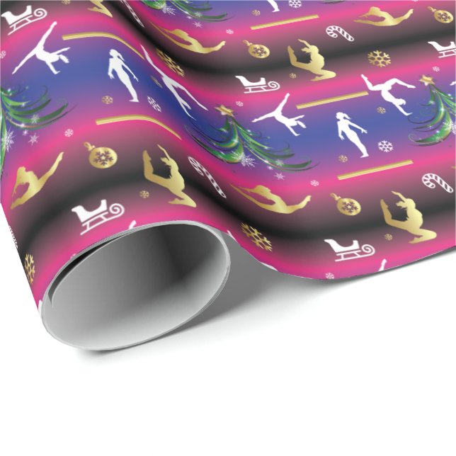 Papel De Regalo Árbol de Navidad de Gimnasia Femenina (Esquina del rollo)