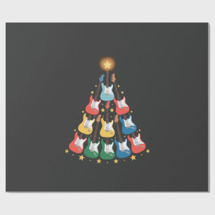 Papel De Regalo Árbol de Navidad de Instrumentos de Música Eléctri
