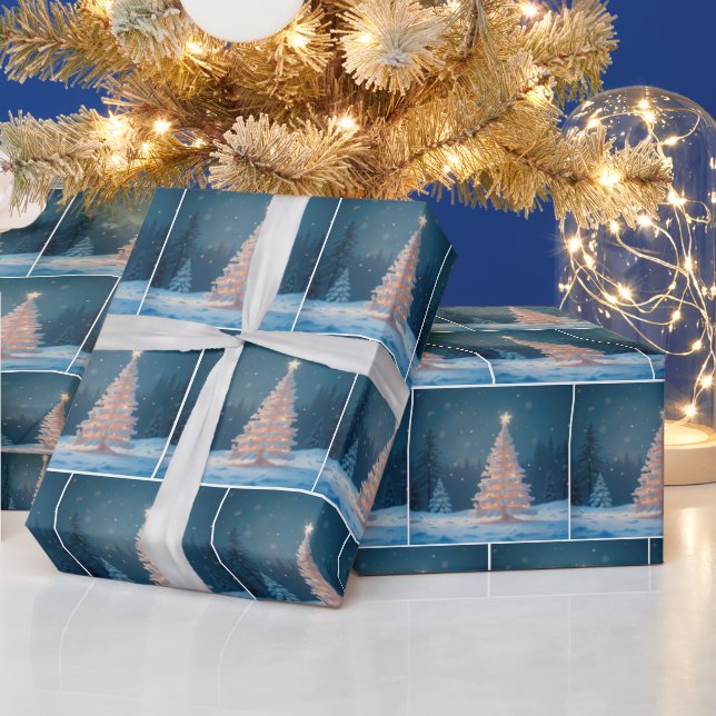 Papel De Regalo Árbol de Navidad de invierno con estrella (Vacaciones)