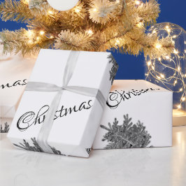 Papel De Regalo Árbol de Navidad de invierno Feliz Navidad Blanco