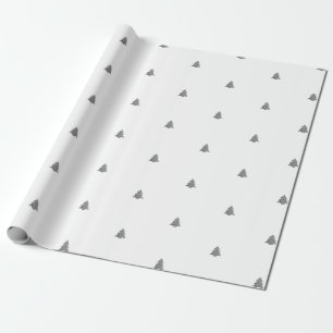 Papel De Regalo Árbol de Navidad de metal plateado con fondo blanc