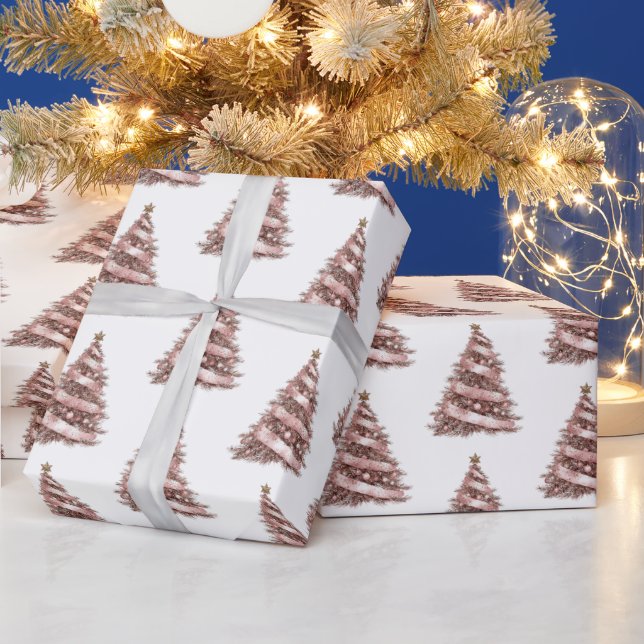 Papel De Regalo Árbol de Navidad de oro Rosa (Vacaciones)