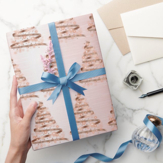 Papel De Regalo Árbol de navidad de oro Rosa (Regalar)