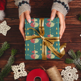 Papel De Regalo Árbol de Navidad de Oro Verde Navidad Personalizad