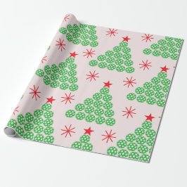 Papel De Regalo Árbol de Navidad de Pickleball con patrón de estre