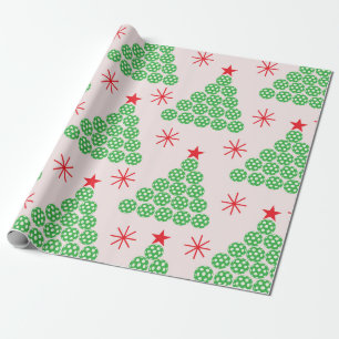 Papel De Regalo Árbol de Navidad de Pickleball con patrón de estre