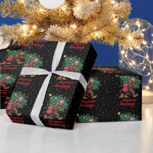 Papel De Regalo Árbol de navidad de pie grande negro