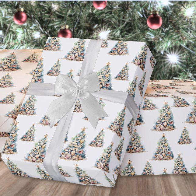 Papel De Regalo Árbol de Navidad de playa (Beach Christmas Tree Wrapping Paper)