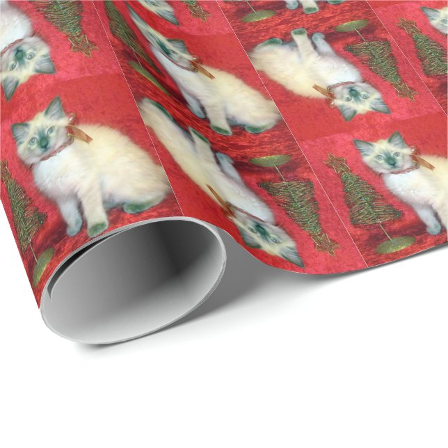 Papel De Regalo Árbol de Navidad de Savannah 1 - Gato / Gatito (Esquina del rollo)