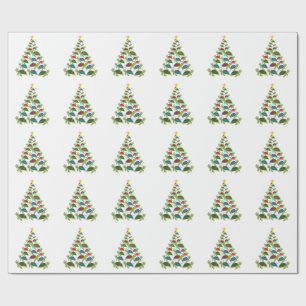 Papel De Regalo Árbol de Navidad de Tortuga Marina Santa Sombrero