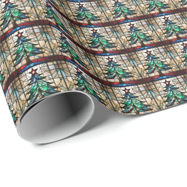 Papel De Regalo Árbol de Navidad de vidrio templado (Esquina del rollo)