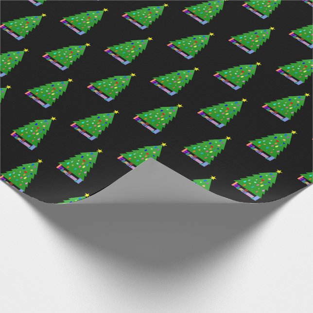 Papel De Regalo Árbol de Navidad decorado + Regalos (Esquina)