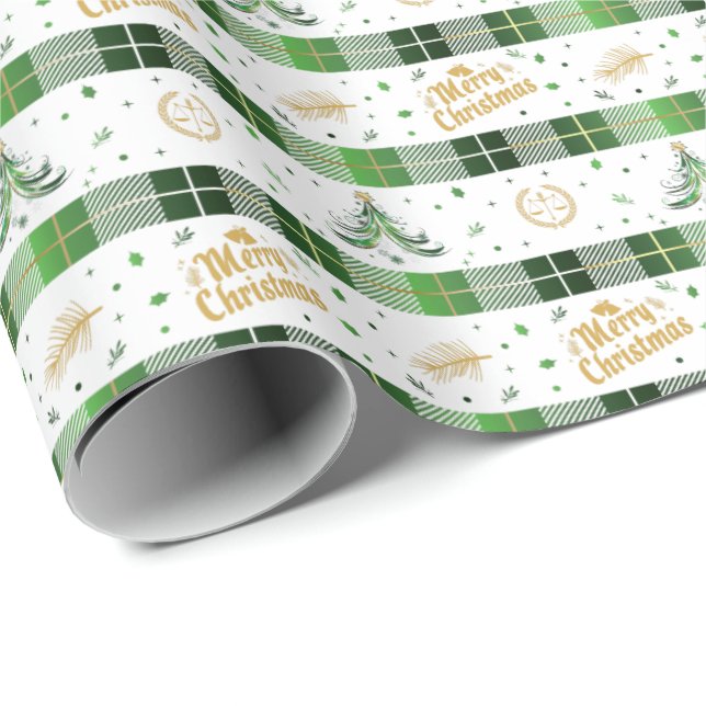 Papel De Regalo Árbol de Navidad del abogado - Escala de justicia (Esquina del rollo)