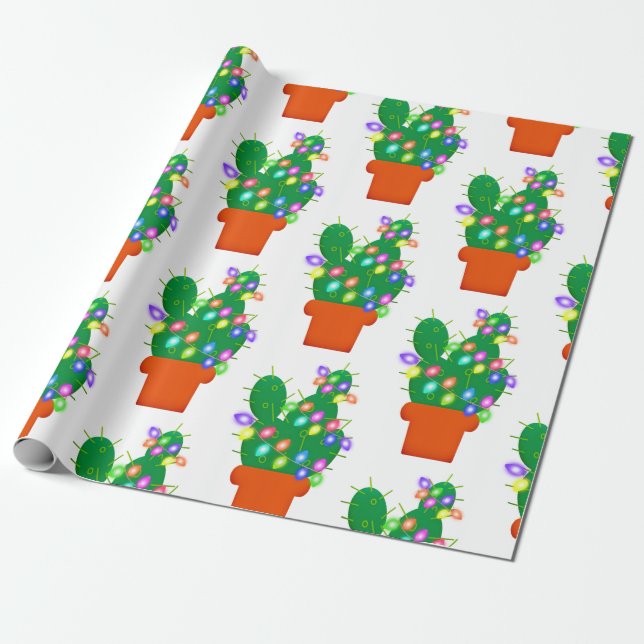 Papel De Regalo árbol de navidad del cactus (Desenrollado)