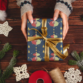 Papel De Regalo Árbol de Navidad Dorado Divertido Foto Personaliza