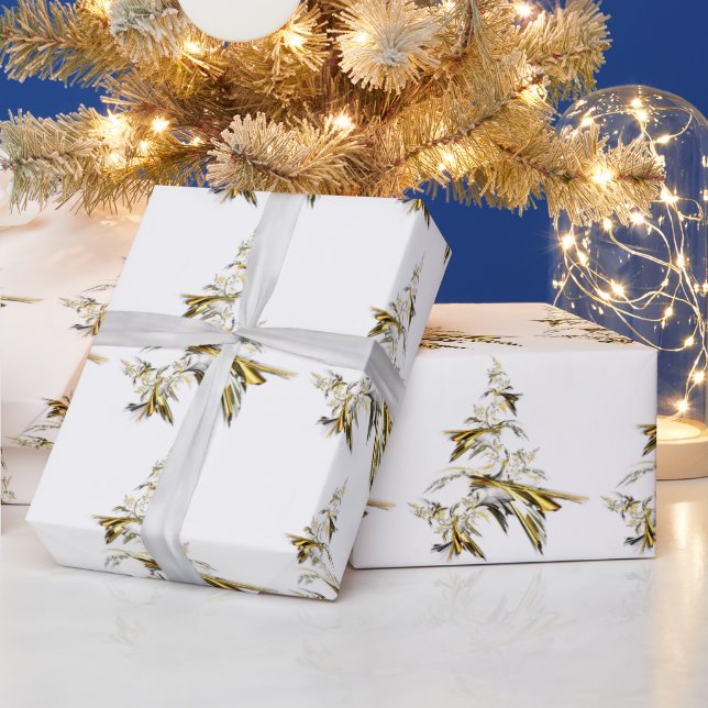 Papel De Regalo Árbol de Navidad en blanco 001 (Vacaciones)