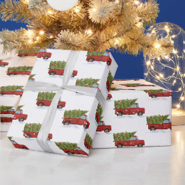 Papel De Regalo Árbol de Navidad en camión rojo