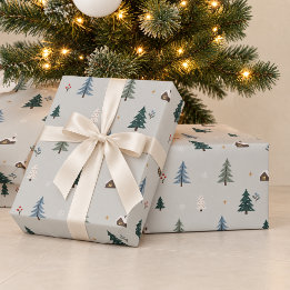 Papel De Regalo Árbol de Navidad envuelto con tema de Bosque Inver