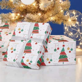 Papel De Regalo Árbol de Navidad estilo retro