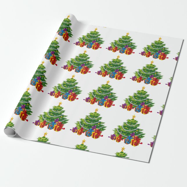 Papel De Regalo Árbol de Navidad, feliz Navidad (Desenrollado)
