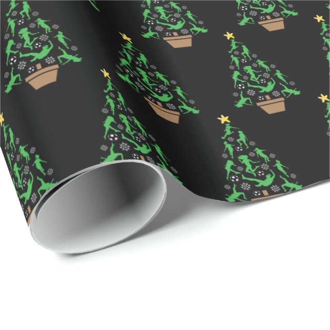 Papel De Regalo Árbol de Navidad femenino de fútbol Chicas (Esquina del rollo)