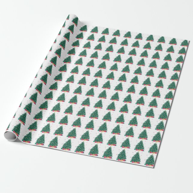 Papel De Regalo Árbol de Navidad festivo y regalos  (Desenrollado)