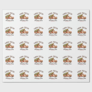 Papel De Regalo Árbol de Navidad fresco de granja Camión rosa Navi