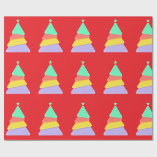 Papel De Regalo Árbol de Navidad geométrico moderno y colorido