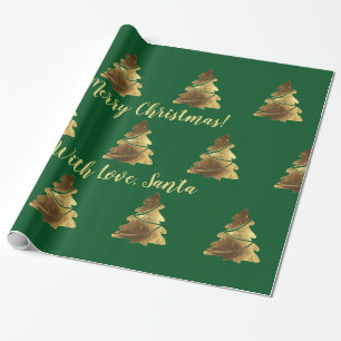 Papel De Regalo Árbol de Navidad Golden Merry con velas elegantes