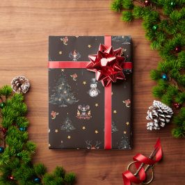 Papel De Regalo Árbol de Navidad gótico Animales de Hombre de Niev