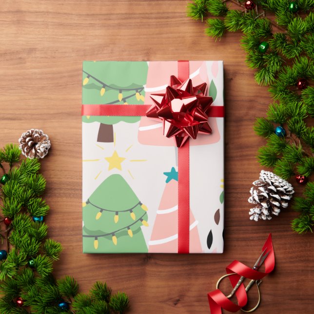 Papel De Regalo Árbol de navidad lindo (Regalo de vacaciones)