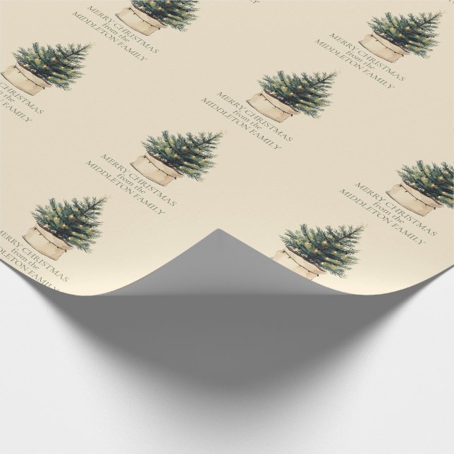 Papel De Regalo Árbol de Navidad mínimo rústico (Esquina)