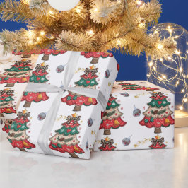 Papel De Regalo Árbol de Navidad moderno colorido