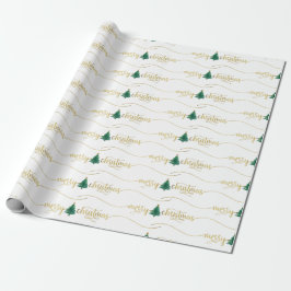 Papel De Regalo Árbol de navidad moderno con guión de oro