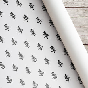 Papel De Regalo Árbol de Navidad moderno en blanco y negro