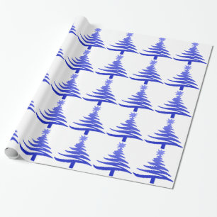 Papel De Regalo Árbol de Navidad moderno estampado con plantilla a