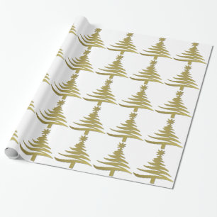 Papel De Regalo Árbol de Navidad moderno estampado con plantilla d