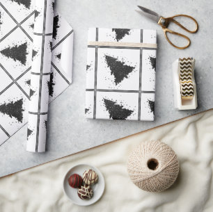 Papel De Regalo Árbol de Navidad Moody   Sólo bandeja negra de pla