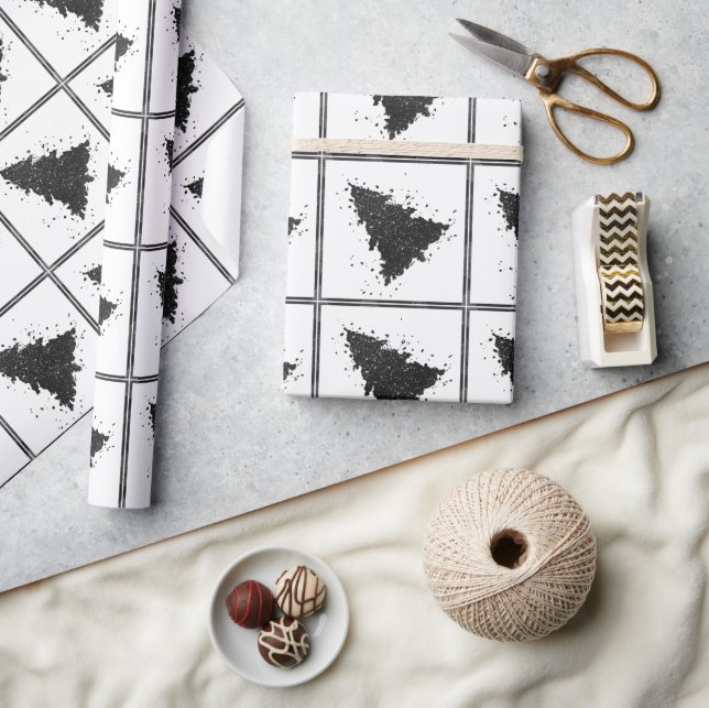 Papel De Regalo Árbol de Navidad Moody | Sólo bandeja negra de pla (Artesanía)