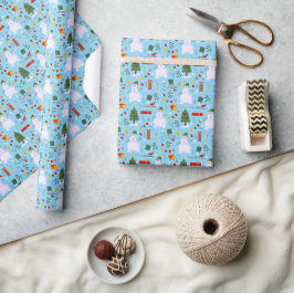 Papel De Regalo Árbol de Navidad Muñeco de Nieve Trineo Regalos Ca