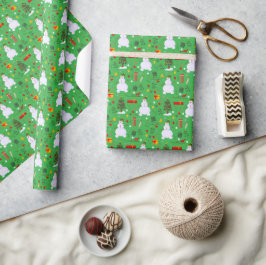 Papel De Regalo Árbol de Navidad Muñeco de Nieve Trineo Regalos Ca