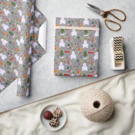Papel De Regalo Árbol de Navidad Muñeco de Nieve Trineo Regalos Ca