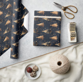Papel De Regalo Árbol de navidad naval y oro