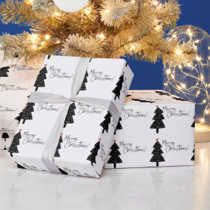 Papel De Regalo Árbol de navidad negro y blanco